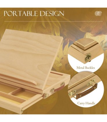 Vinsetto Wooden Table Easel Box with Storage Portable Folding Artist Easel