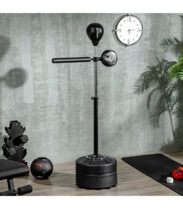 SPORTNOW Adjustable Speed Bag, Boxing Bag with Stand, Reflex Bar, Black