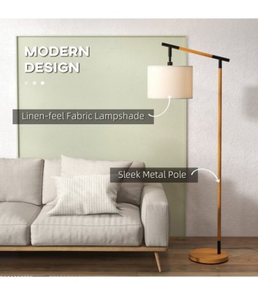 Floor Lamp Metal Brown 63L x 35W x 165H cm 350° Rotating Lampshade LED Bulb