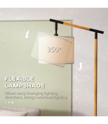 Floor Lamp Metal Brown 63L x 35W x 165H cm 350° Rotating Lampshade LED Bulb