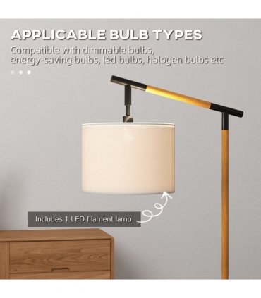 Floor Lamp Metal Brown 63L x 35W x 165H cm 350° Rotating Lampshade LED Bulb
