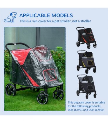 Rain Cover for Dog Pram Stroller Buggy, for Large, Medium Dogs with Rear Entry