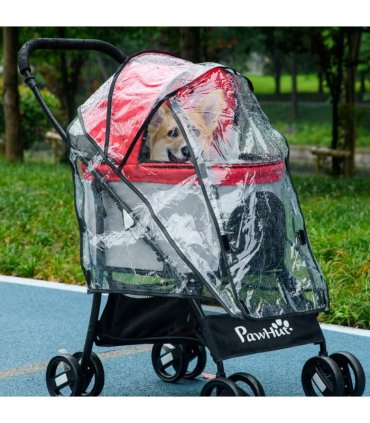 Dog Pram Rain Cover with Front, Rear Entry