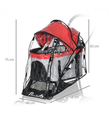Dog Pram Rain Cover with Front, Rear Entry
