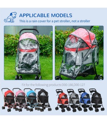 Dog Pram Rain Cover with Front, Rear Entry