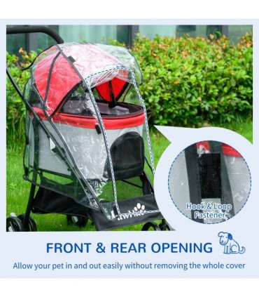 Dog Pram Rain Cover with Front, Rear Entry