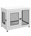 Dog Kennel Furniture End Table w/ Two Doors, Soft Cushion for Large, Medium Dogs