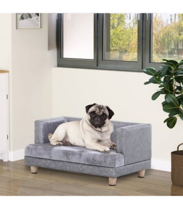 Dog Sofa Bed Kitten Couch Lounge for Small-Sized Dogs, Soft Padded - Grey