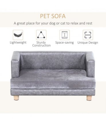 Dog Sofa Bed Kitten Couch Lounge for Small-Sized Dogs, Soft Padded - Grey