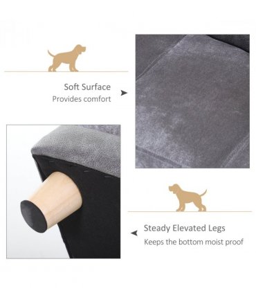 Dog Sofa Bed Kitten Couch Lounge for Small-Sized Dogs, Soft Padded - Grey