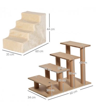 Portable Dog Stairs with Washable Plush Cover, for High Bed Sofa - Beige