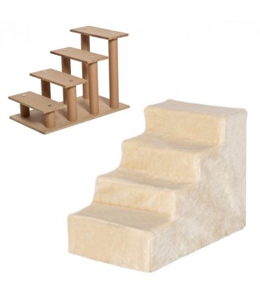 Portable Dog Stairs with Washable Plush Cover, for High Bed Sofa - Beige