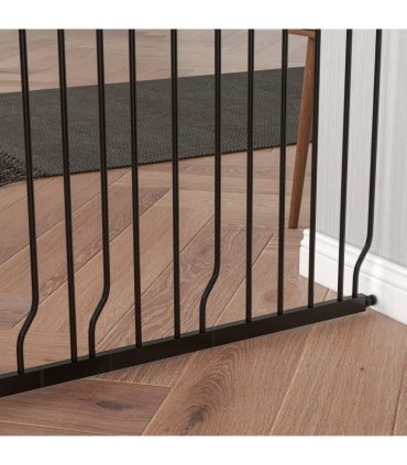 Pet Safety Gate Dog Barrier W/ Door Pressure Fit for Doorways, 75-145W cm, Black