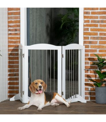 Foldable Dog Gate for Doorways, Stairs, Halls - White