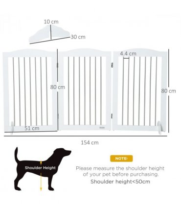 Foldable Dog Gate for Doorways, Stairs, Halls - White