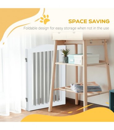 Foldable Dog Gate for Doorways, Stairs, Halls - White