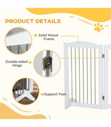 Foldable Dog Gate for Doorways, Stairs, Halls - White