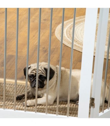 Foldable Dog Gate for Doorways, Stairs, Halls - White
