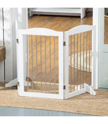 Foldable Dog Gate for Doorways, Stairs, Halls - White