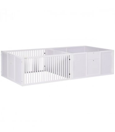 7 Panels Puppy Pen for Indoors, with Three Doors, Two-Room Design