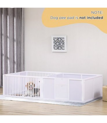 7 Panels Puppy Pen for Indoors, with Three Doors, Two-Room Design