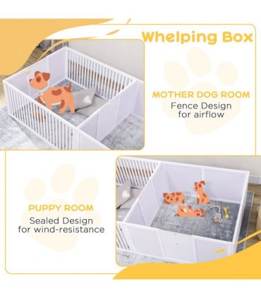7 Panels Puppy Pen for Indoors, with Three Doors, Two-Room Design