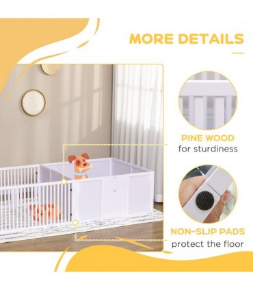 7 Panels Puppy Pen for Indoors, with Three Doors, Two-Room Design