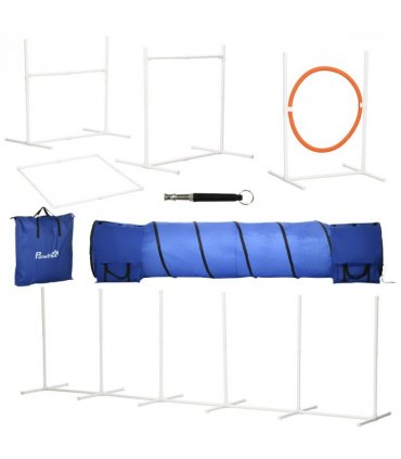 Six-Piece Dog Agility Equipment Set with Carry Bag - Multicoloured