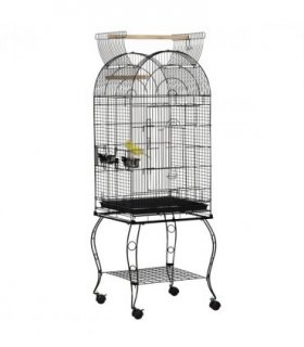 Large Bird Cage, Pet Aviary Parrot Macaw Cockatiel Finch Feeding Stand w/ Perch