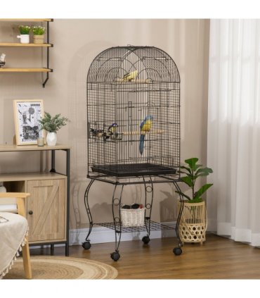Large Bird Cage, Pet Aviary Parrot Macaw Cockatiel Finch Feeding Stand w/ Perch
