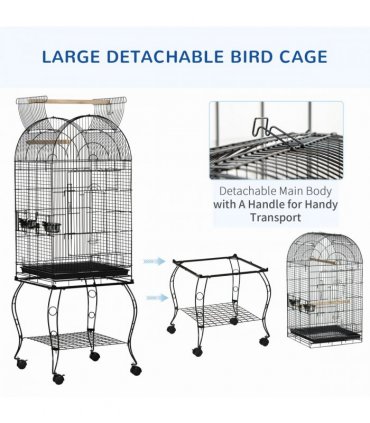 Large Bird Cage, Pet Aviary Parrot Macaw Cockatiel Finch Feeding Stand w/ Perch