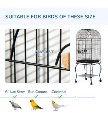Large Bird Cage, Pet Aviary Parrot Macaw Cockatiel Finch Feeding Stand w/ Perch