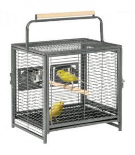Parrot Cage Bird Carrier w/ Wooden Perch, Handle