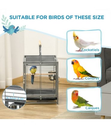 Parrot Cage Bird Carrier w/ Wooden Perch, Handle