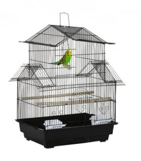 Pet Supplies Metal Bird Cage Black Steel Plastic 50.5L x 41W x 63H cm Cage