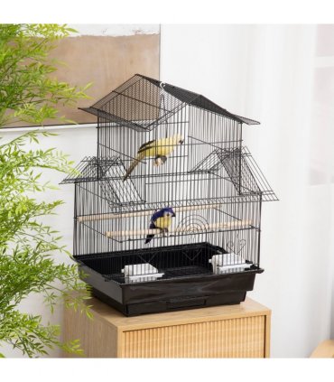 Pet Supplies Metal Bird Cage Black Steel Plastic 50.5L x 41W x 63H cm Cage