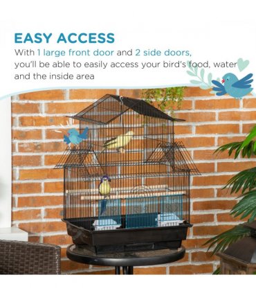 Pet Supplies Metal Bird Cage Black Steel Plastic 50.5L x 41W x 63H cm Cage