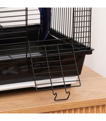Bird Cage - Black Steel Plastic 39L x 33W x 47H cm Metal Bird w/ Plastic Perch