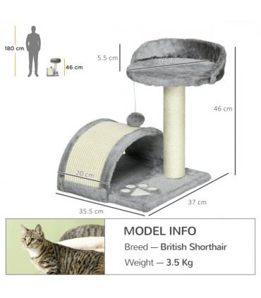 Cat Tree, Kitten Scratcher Activity Centre w/ Sisal Scratching Post, Toy Ball