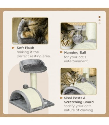 Cat Tree, Kitten Scratcher Activity Centre w/ Sisal Scratching Post, Toy Ball