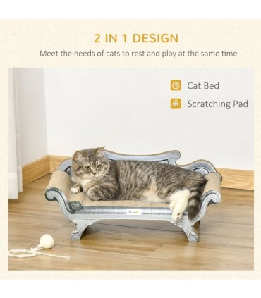 Cardboard Scratcher Lounger Bed, Cat Scratching Board with Catnip, 60x29x26.5cm