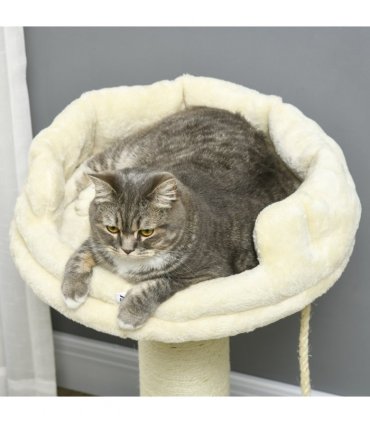 Cat Tree for Indoor Cats w/ Sisal Scratching Post, Spacious Kitten Bed - Cream
