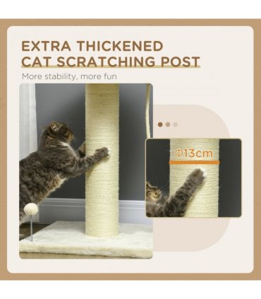 Cat Tree for Indoor Cats w/ Sisal Scratching Post, Spacious Kitten Bed - Cream