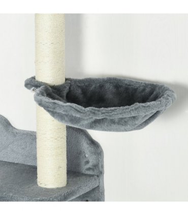 Cat Shelf with Scratching Post, Wall-Mounted Cat Tree for Indoor Cat - Grey