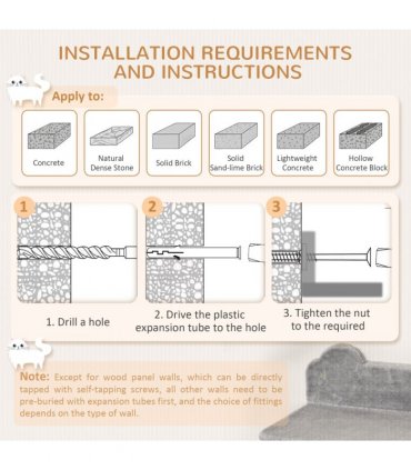 Cat Tree - Four-Piece Wall with Platforms, Steps, Perch, Cat House - Grey