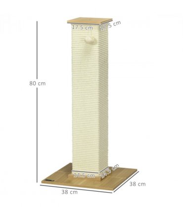 80cm Sisal Rope Scratching Post w/ Toy Ball - White