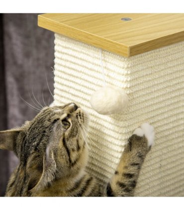 80cm Sisal Rope Scratching Post w/ Toy Ball - White