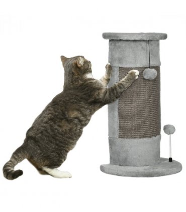 58cm Corner Cat Scratching Post for Wall w/ Covered Plush, Sisal Rope, Toy Balls
