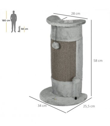58cm Corner Cat Scratching Post for Wall w/ Covered Plush, Sisal Rope, Toy Balls