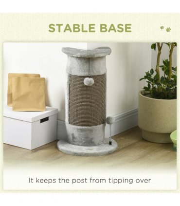 58cm Corner Cat Scratching Post for Wall w/ Covered Plush, Sisal Rope, Toy Balls